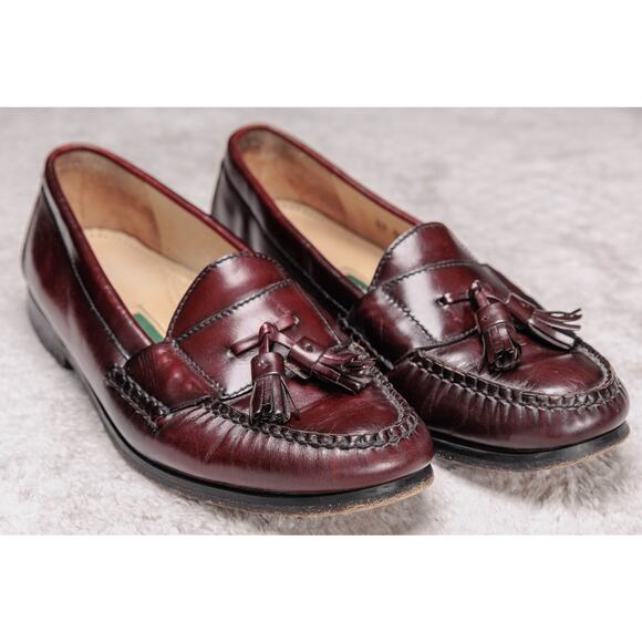 Cole Haan Burgundy Leather Tassel Loafers Slip On Shoes Mens Size 9.5 - Picture 1 of 15